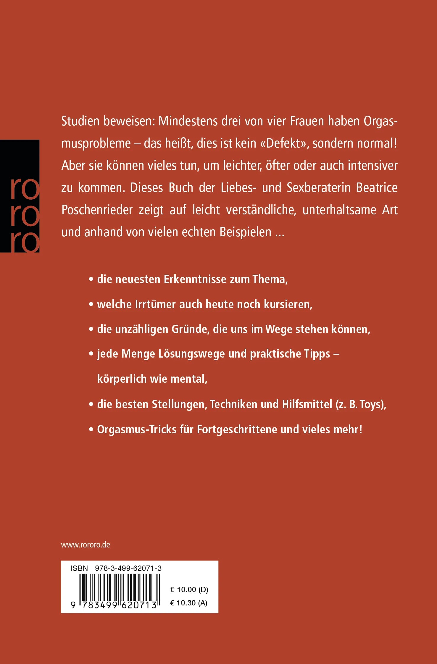Buchrückseite von 'Stöhnst du noch oder kommst du schon?' mit Klappentext - Taschenbuch