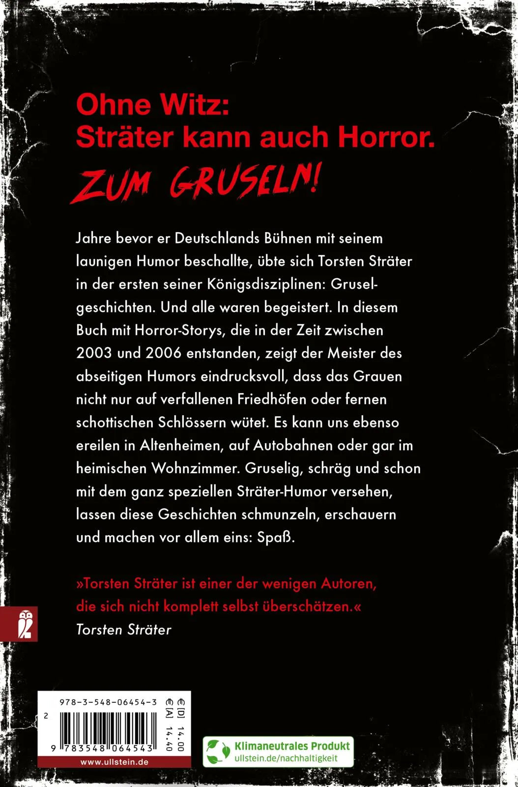 Buchrückseite von 'Sträters Gutenachtgeschichten' mit Klappentext - Taschenbuch