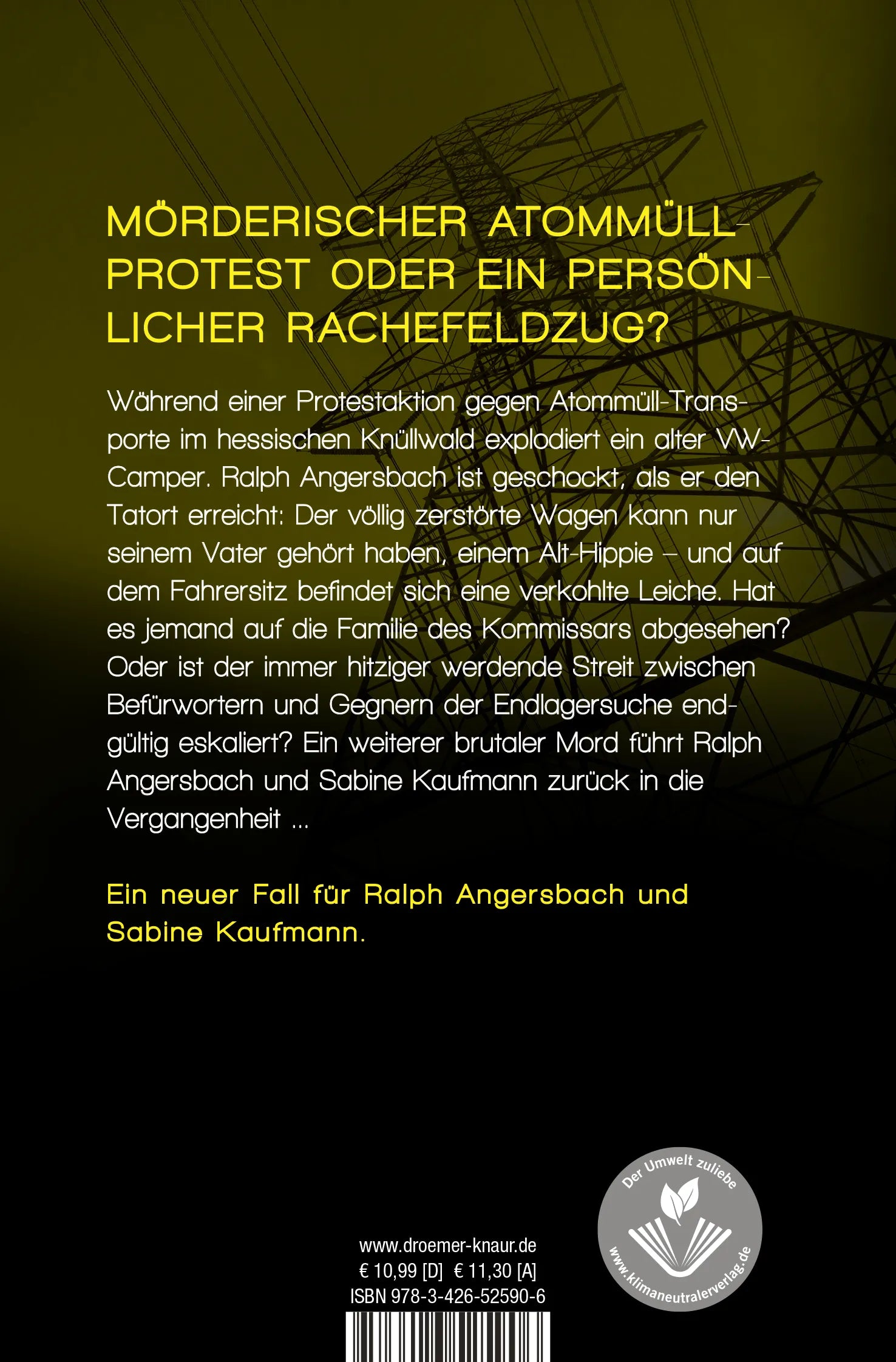 Buchrückseite von 'Strahlentod' mit Klappentext - Taschenbuch