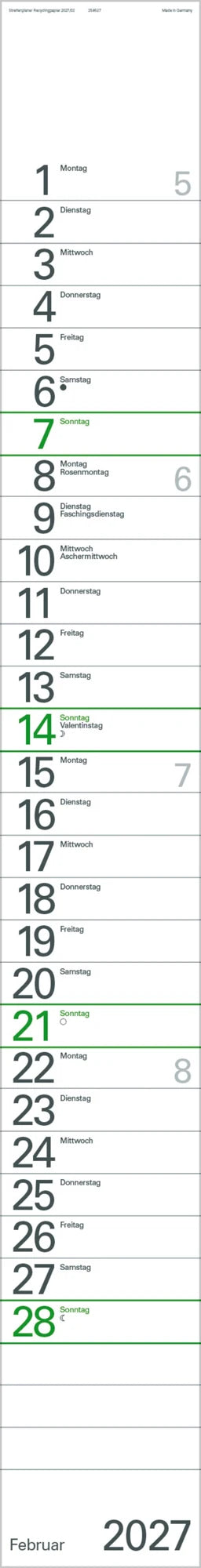 Streifenplaner Grün Recyclingpapier Edition Natur 2027 – Ansicht