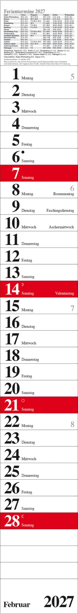 Streifenplaner Praktika Rot 2027 – Ansicht