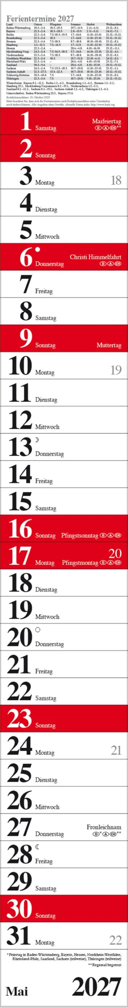 Streifenplaner Praktika Rot 2027 – Ansicht