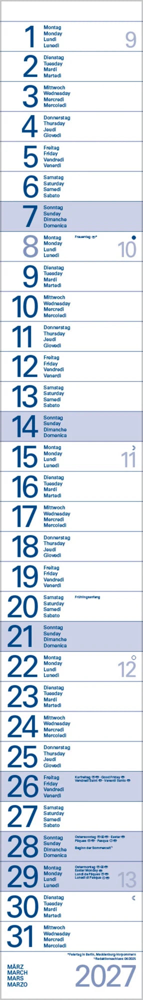 Streifentimer 2027 – Ansicht