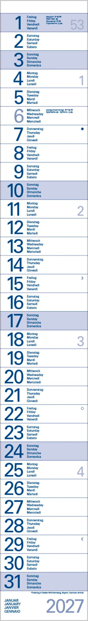 Taschenkalender: Streifentimer 2027
