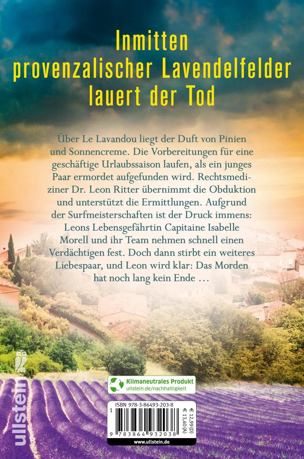 Buchrückseite von 'Stürmisches Lavandou' mit Klappentext - Paperback