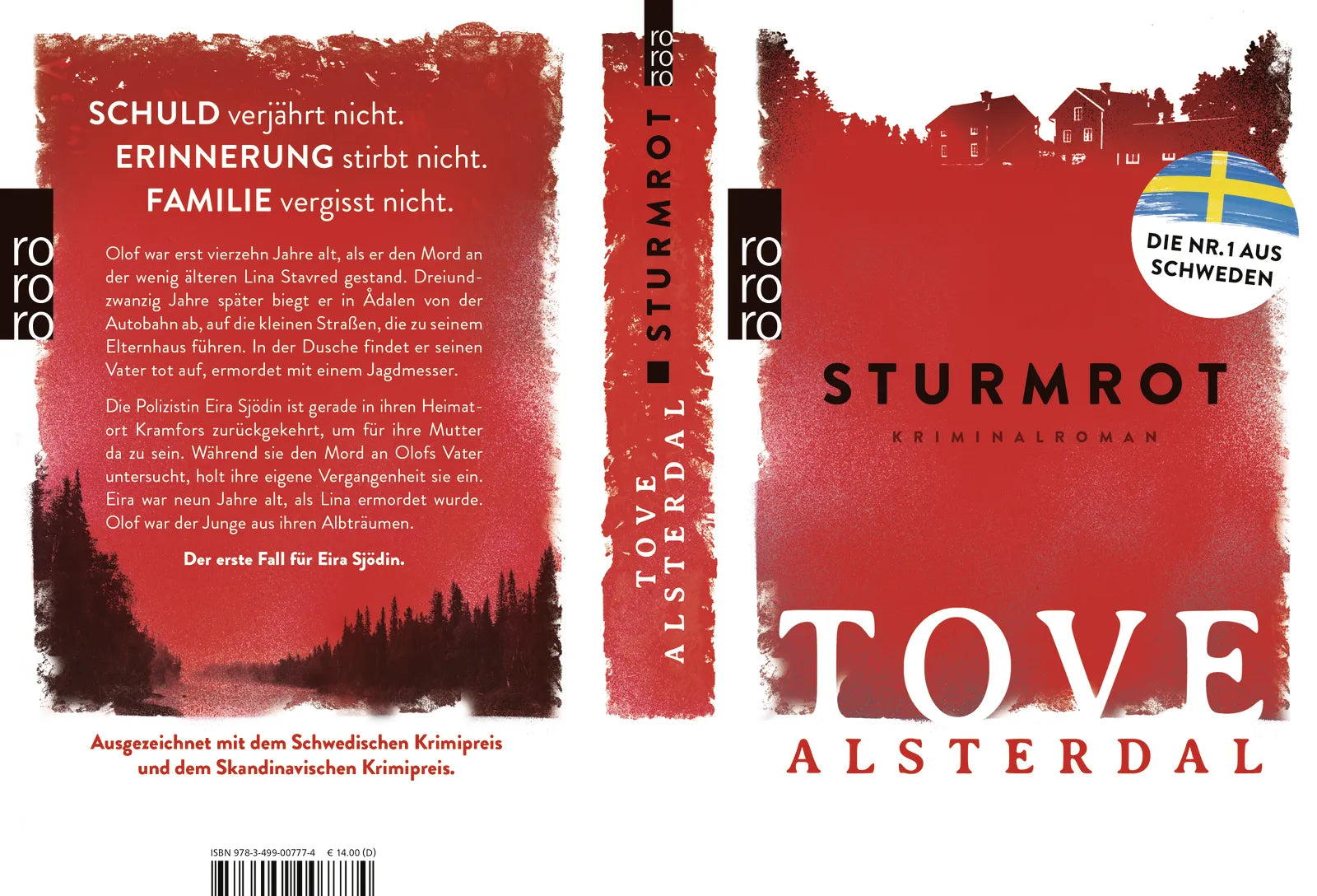 Buchrückseite von 'Sturmrot' mit Klappentext - Taschenbuch