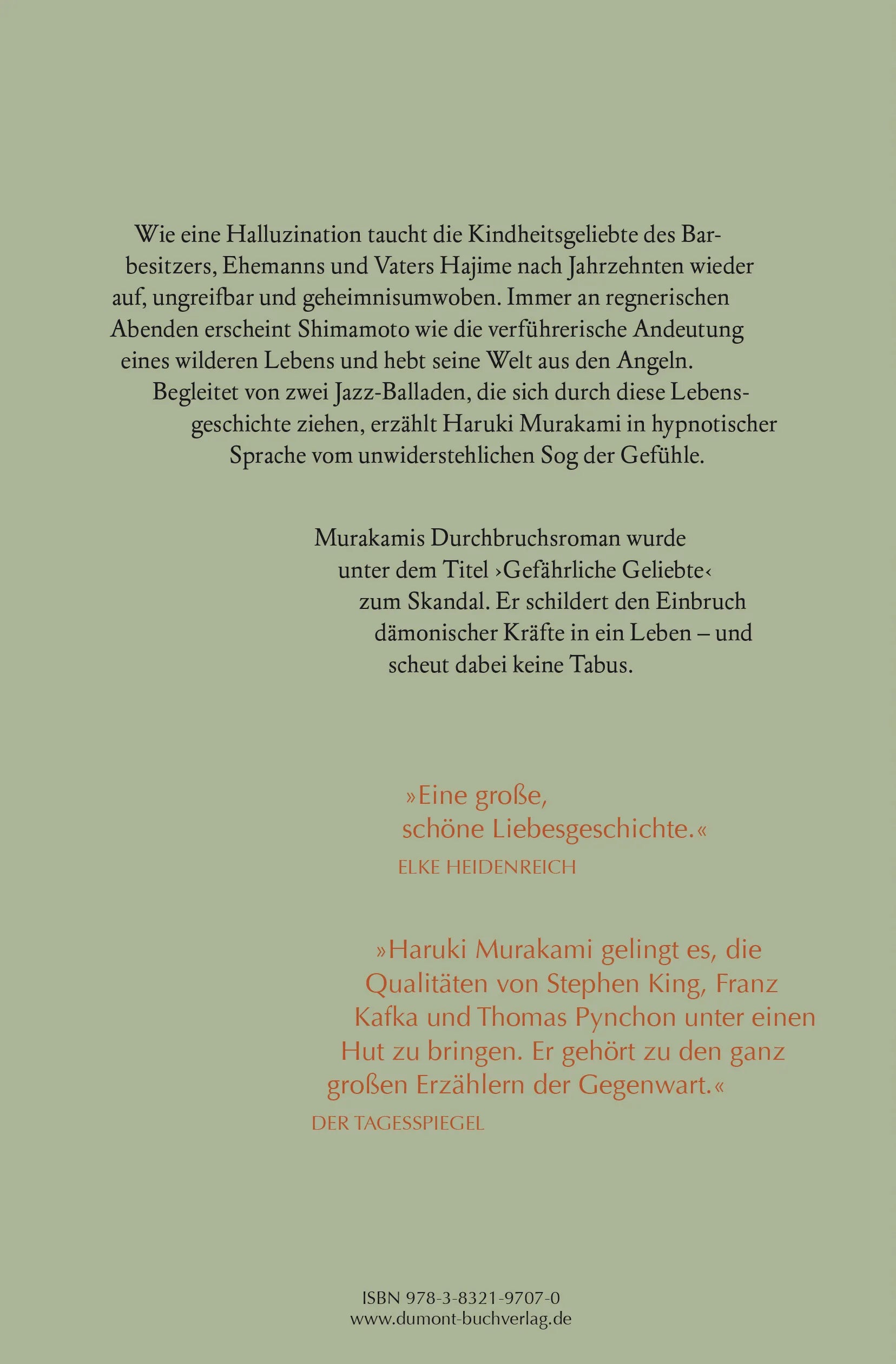 Buchrückseite von 'Südlich der Grenze, westlich der Sonne' mit Klappentext - Gebundene Ausgabe