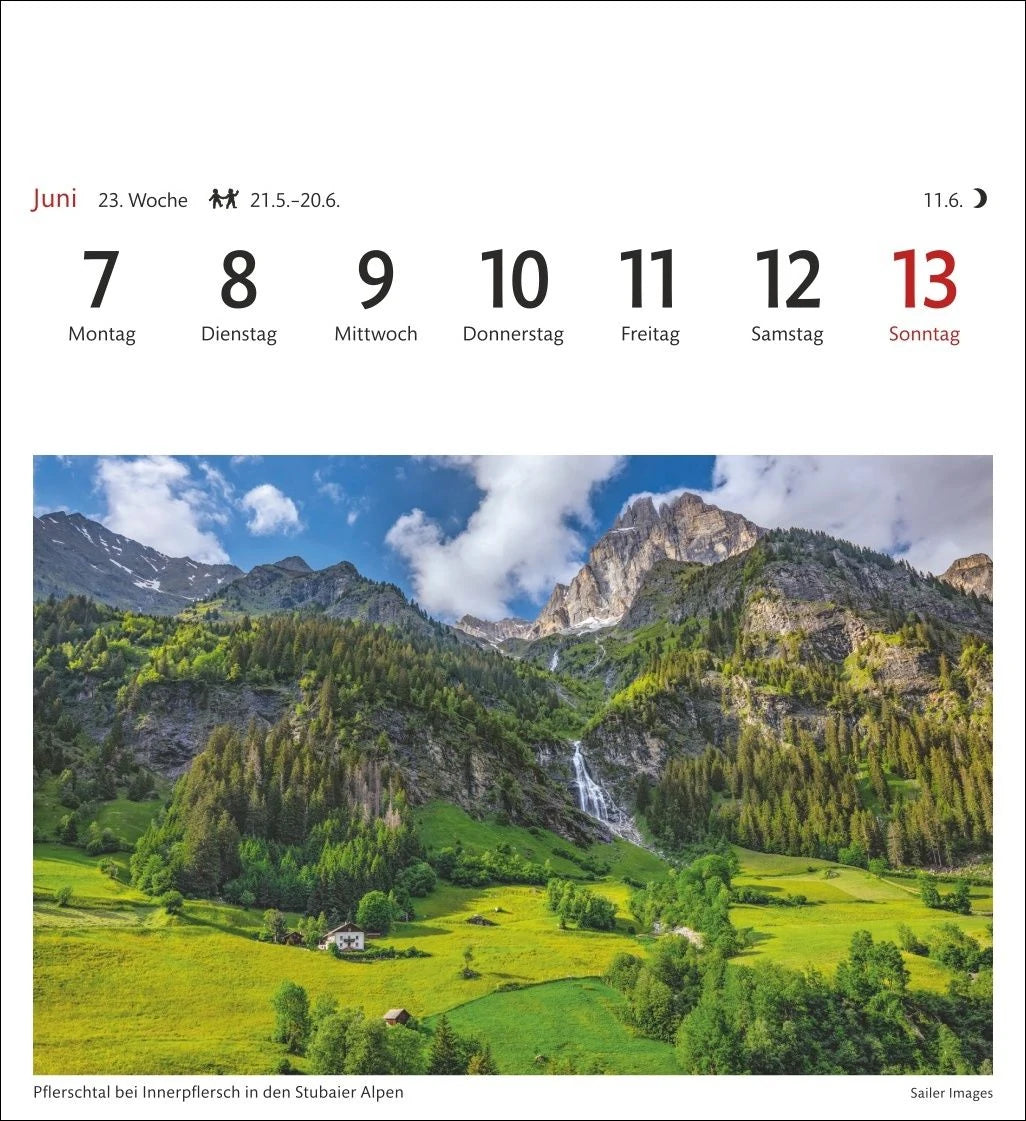Südtirol Sehnsuchtskalender 2027 - Wochenkalender mit 53 Postkarten – Ansicht