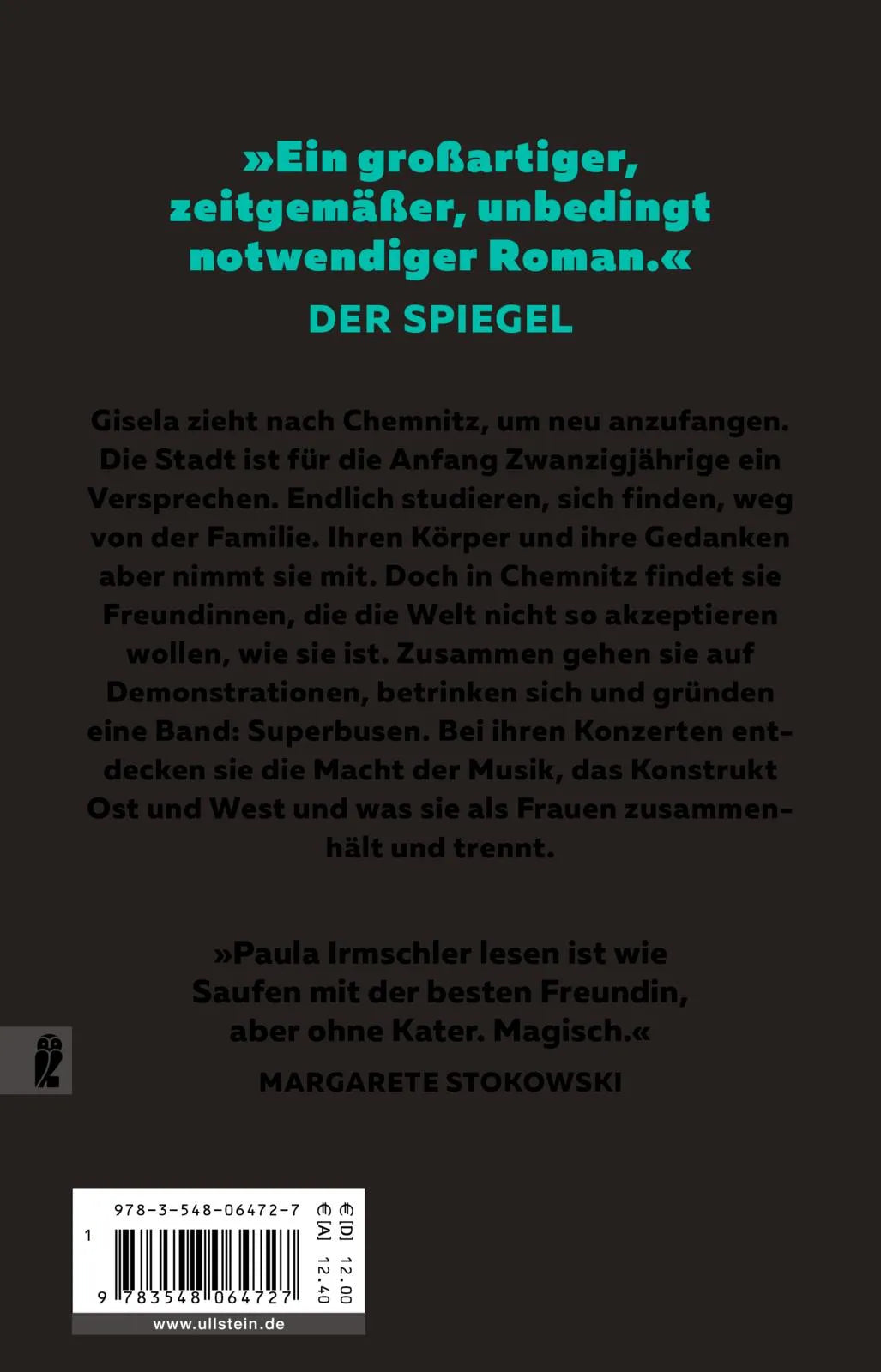 Buchrückseite von 'Superbusen' mit Klappentext - Taschenbuch