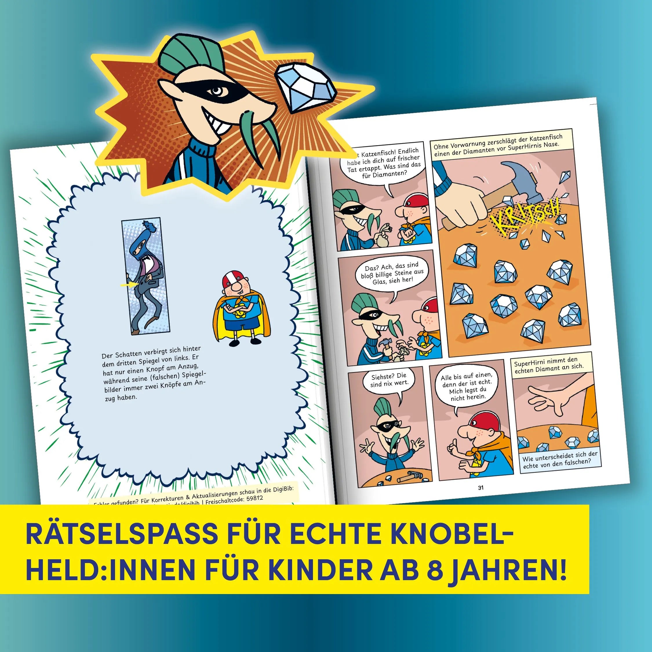 Detailansicht: SuperHirni in kniffliger Mission. Kopfnüsse im Kampf gegen das Böse (Taschenbuch)