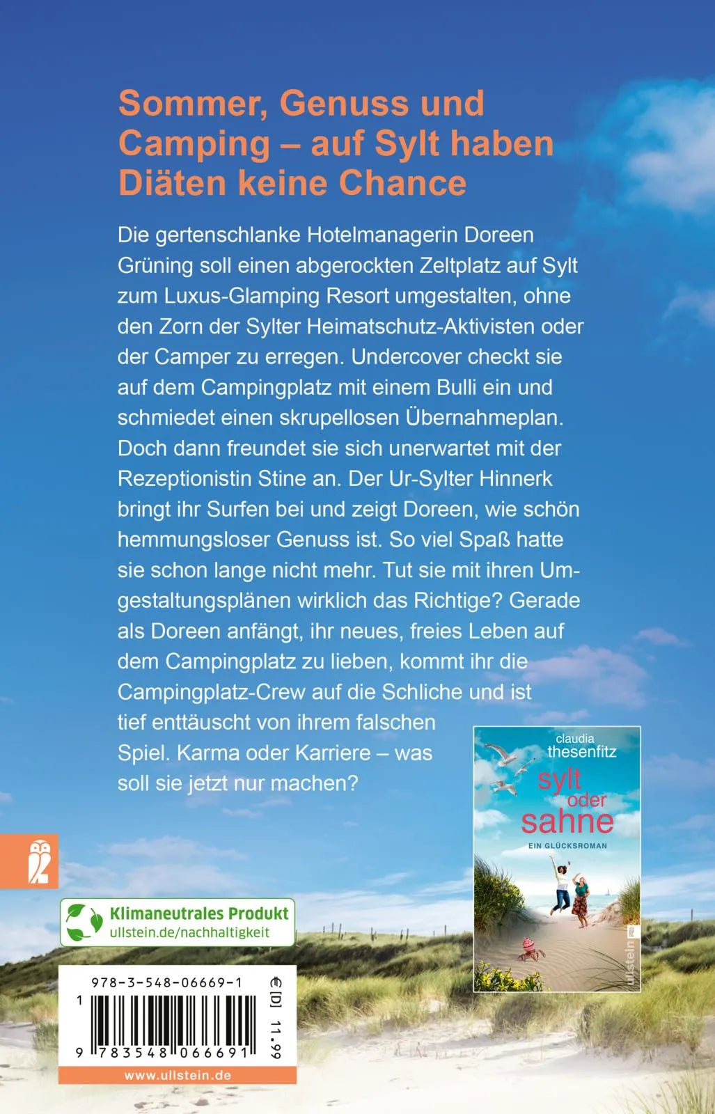 Buchrückseite von 'Sylt oder Süßes' mit Klappentext - Taschenbuch
