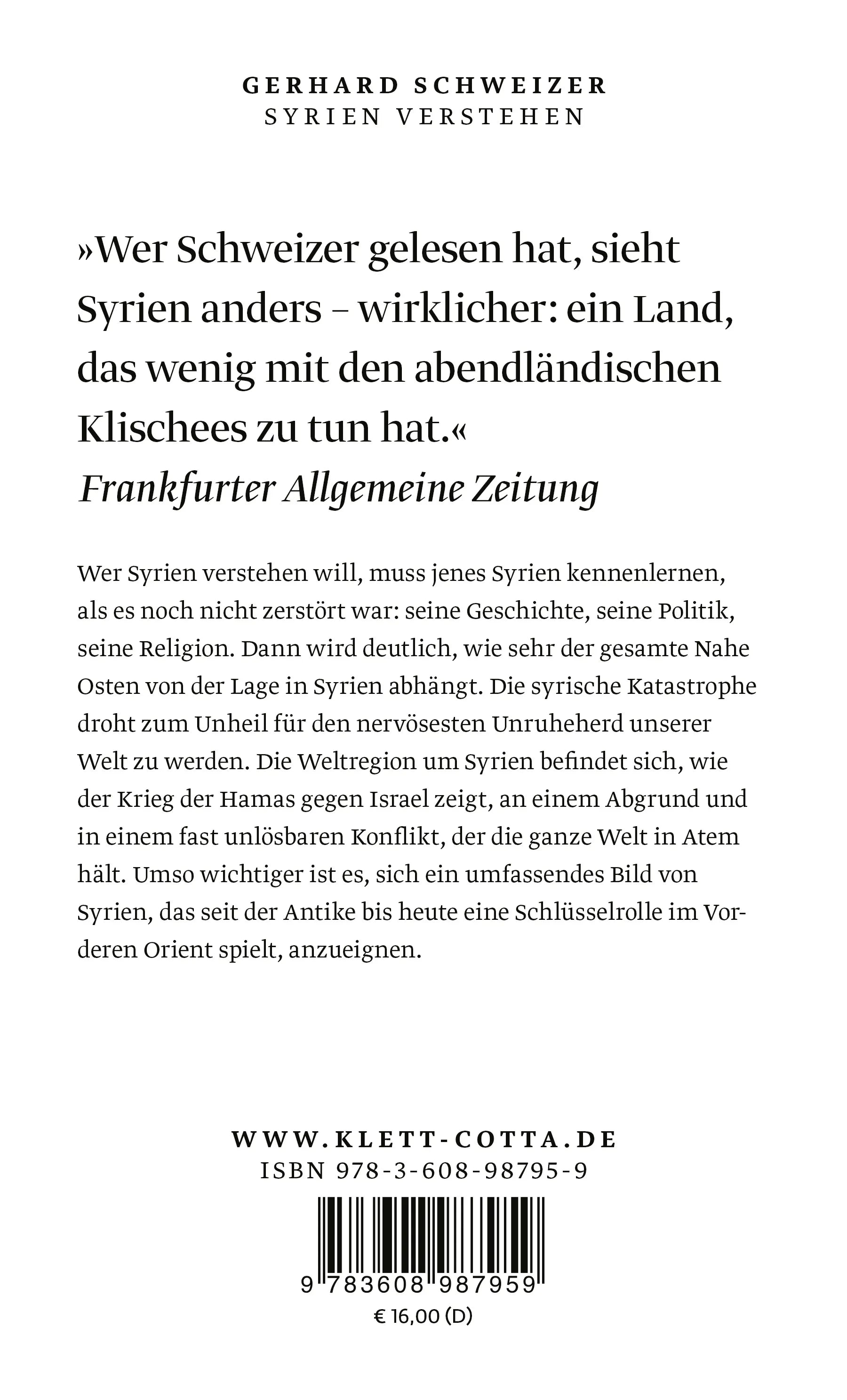Buchrückseite von 'Syrien verstehen' mit Klappentext - Taschenbuch