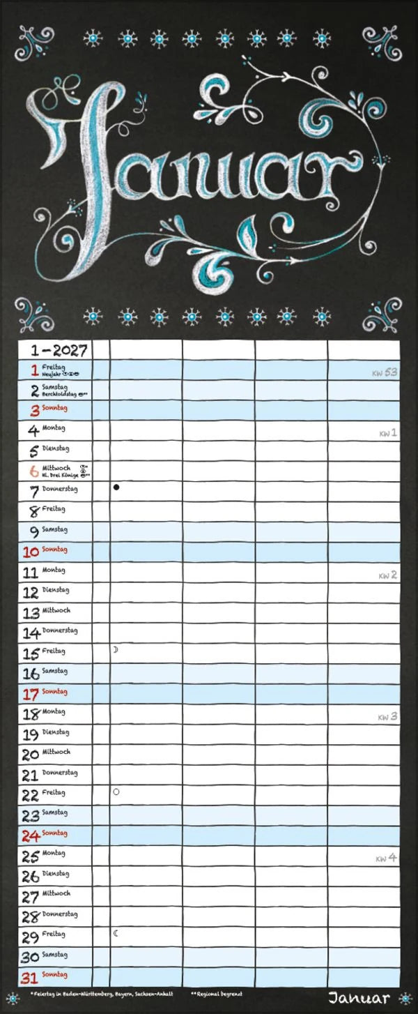 Tafel Timer 2027 – Ansicht