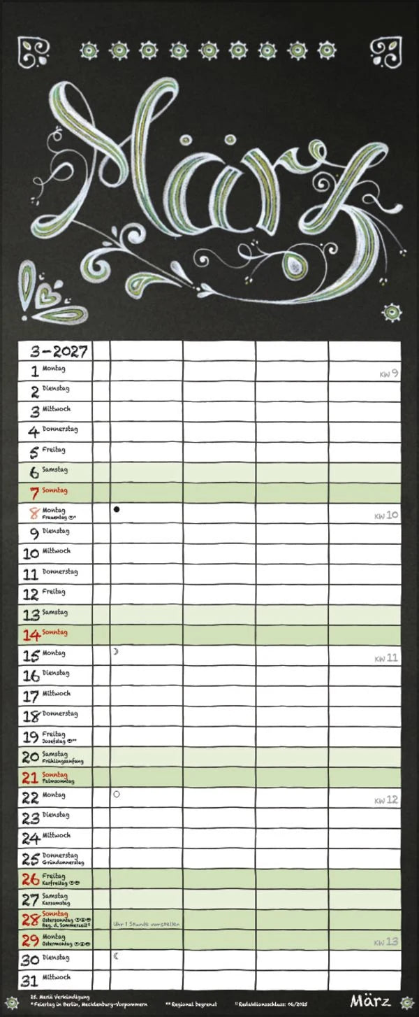 Tafel Timer 2027 – Ansicht