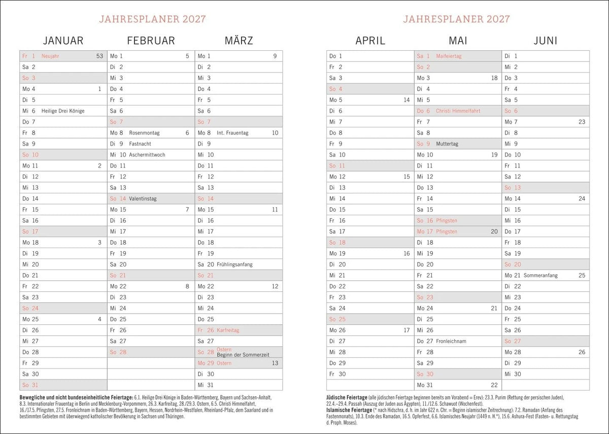 Tages-Kalenderbuch A6, schwarz 2027 – Ansicht