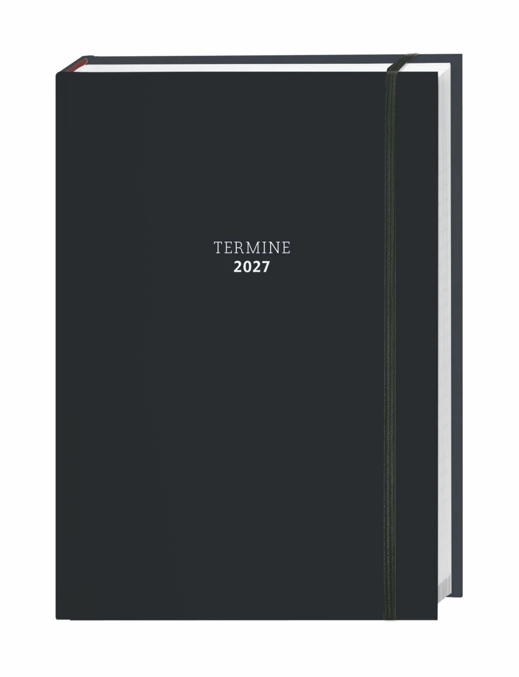 Taschenkalender: Tages-Kalenderbuch A6, schwarz 2027