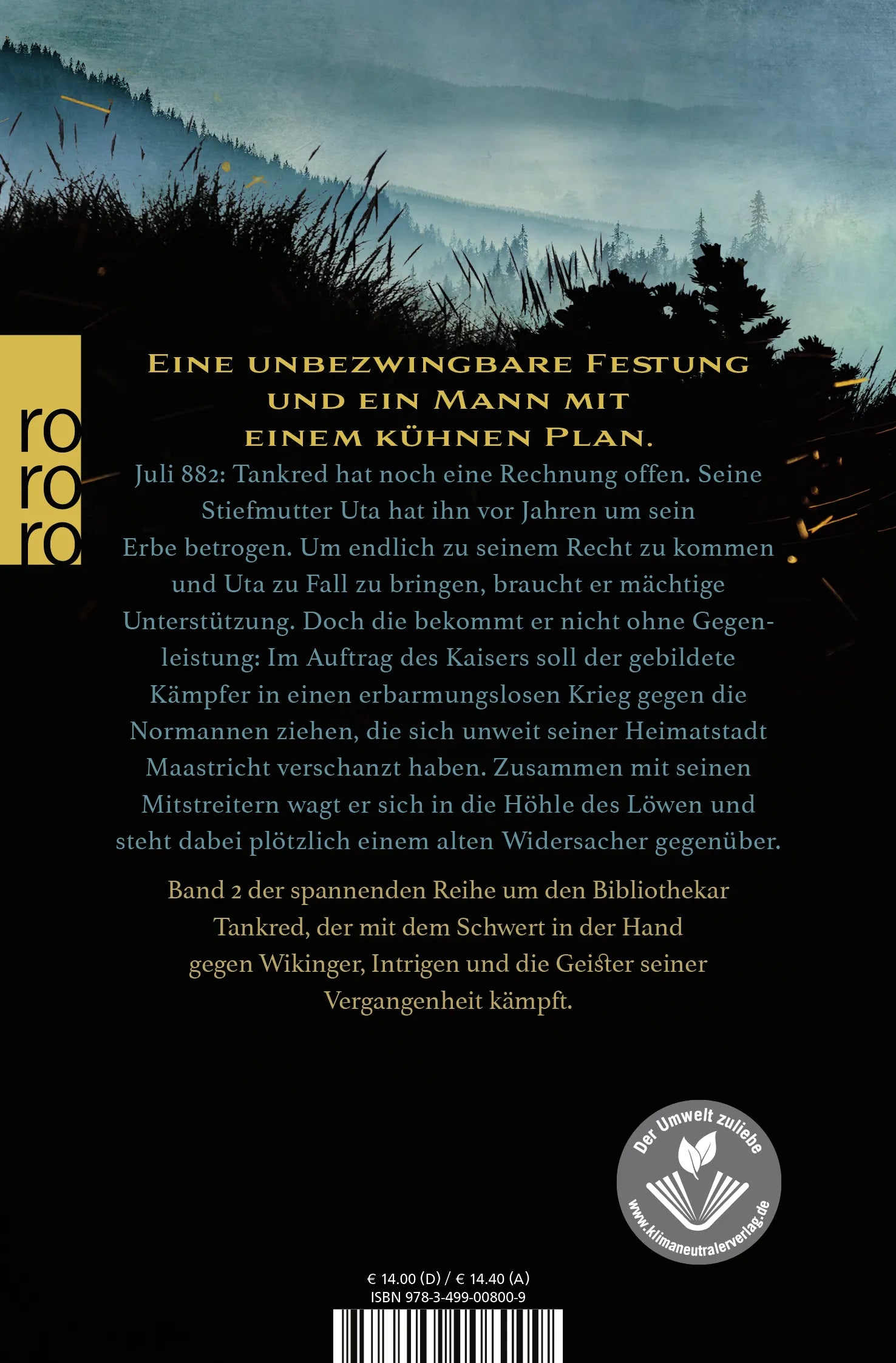 Buchrückseite von 'Tankred: Hammer und Kreuz' mit Klappentext - Taschenbuch