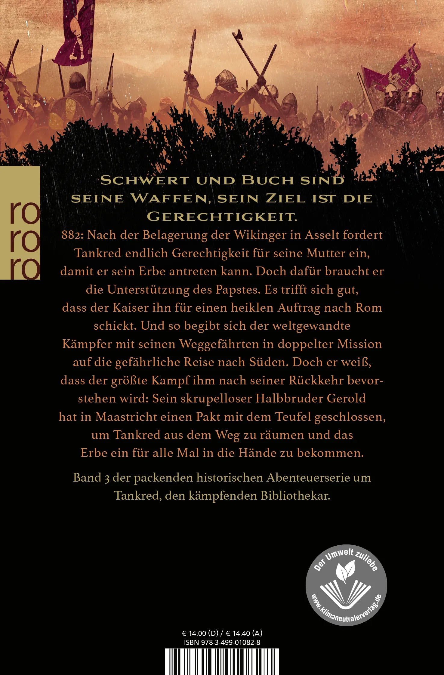 Buchrückseite von 'Tankred: Krone und Kelch' mit Klappentext - Taschenbuch