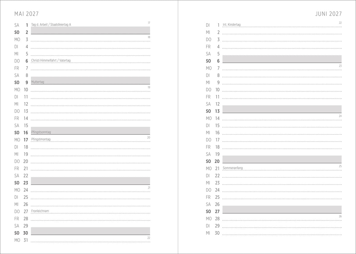 Taschenkalender A6 2027: Vogel und Blüten, bestickt, blau – Ansicht