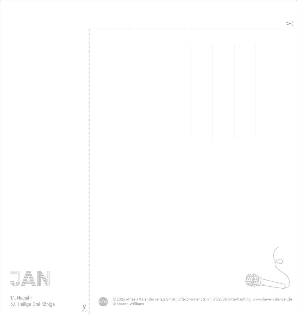 Taylor Postkartenkalender 2027 – Ansicht