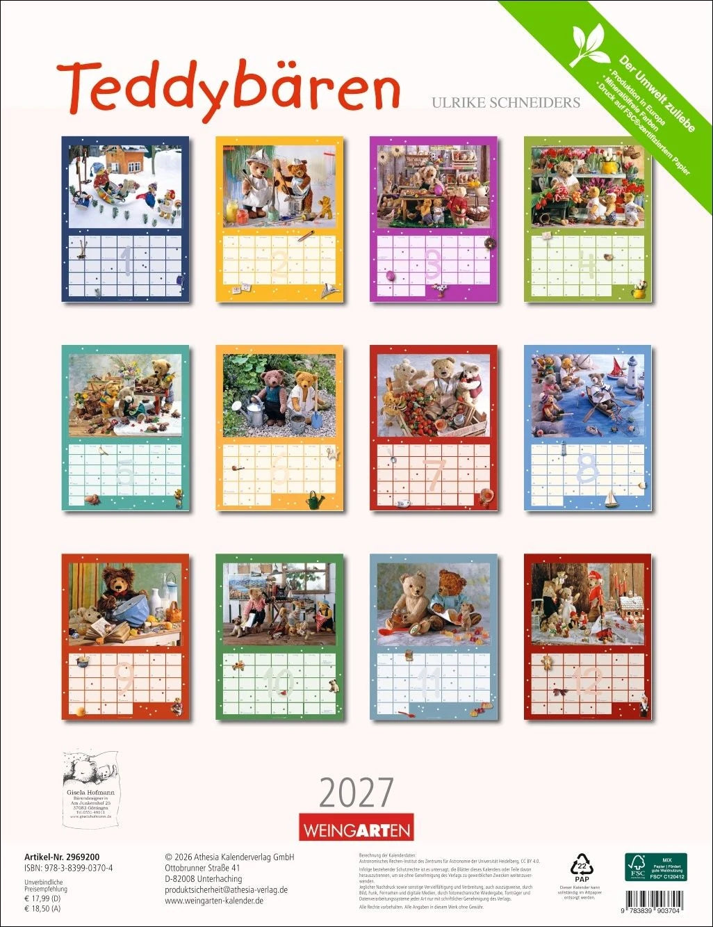 Teddybären Kalender 2027 – Ansicht