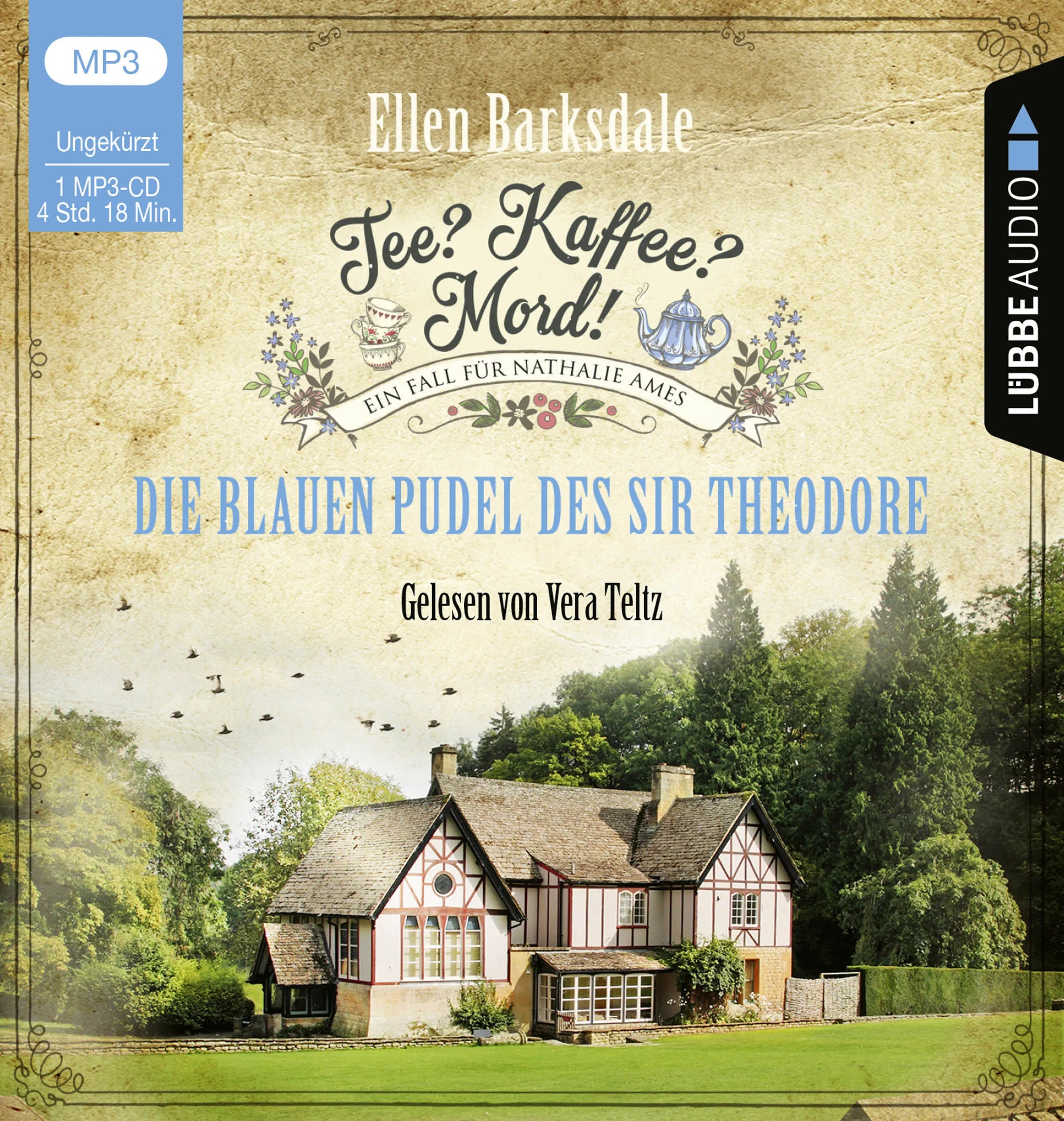 Buchcover von 'Tee? Kaffee? Mord! - Die blauen Pudel des Sir Theodore' - Hörbuch (CD) von Ellen Barksdale