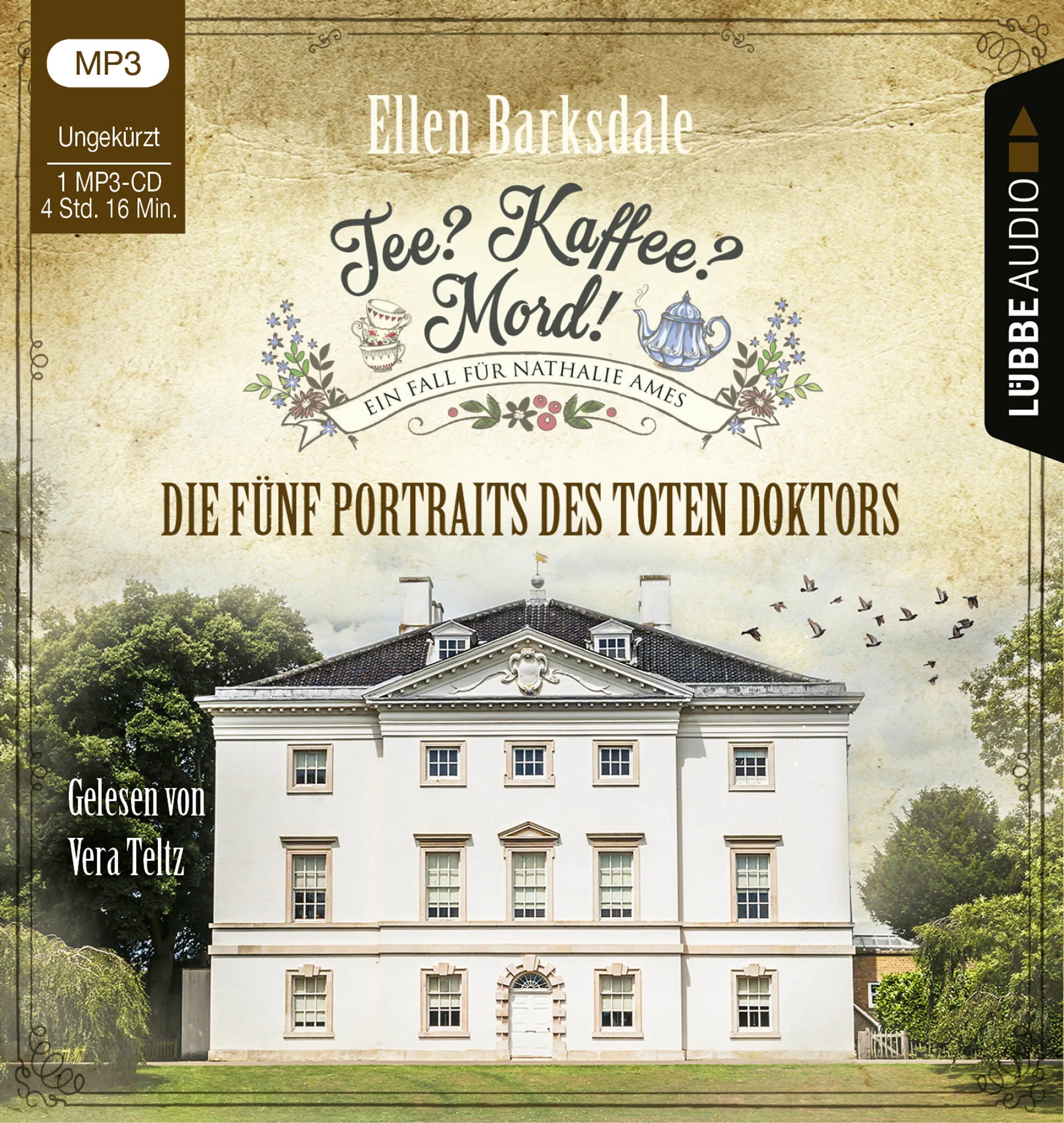 Buchcover von 'Tee? Kaffee? Mord! - Die fünf Portraits des toten Doktors' - Hörbuch (CD) von Ellen Barksdale
