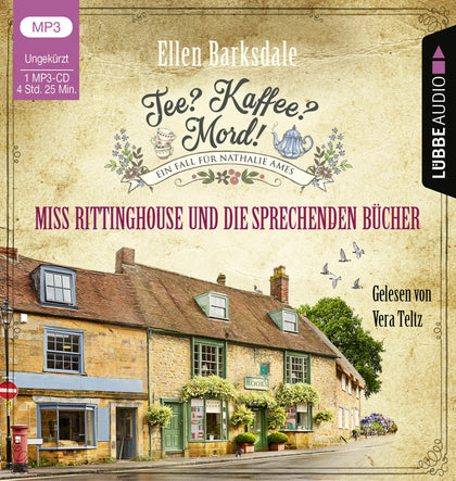 Buchcover von 'Tee? Kaffee? Mord! - Miss Rittinghouse und die sprechenden Bücher' - Hörbuch (CD) von Ellen Barksdale