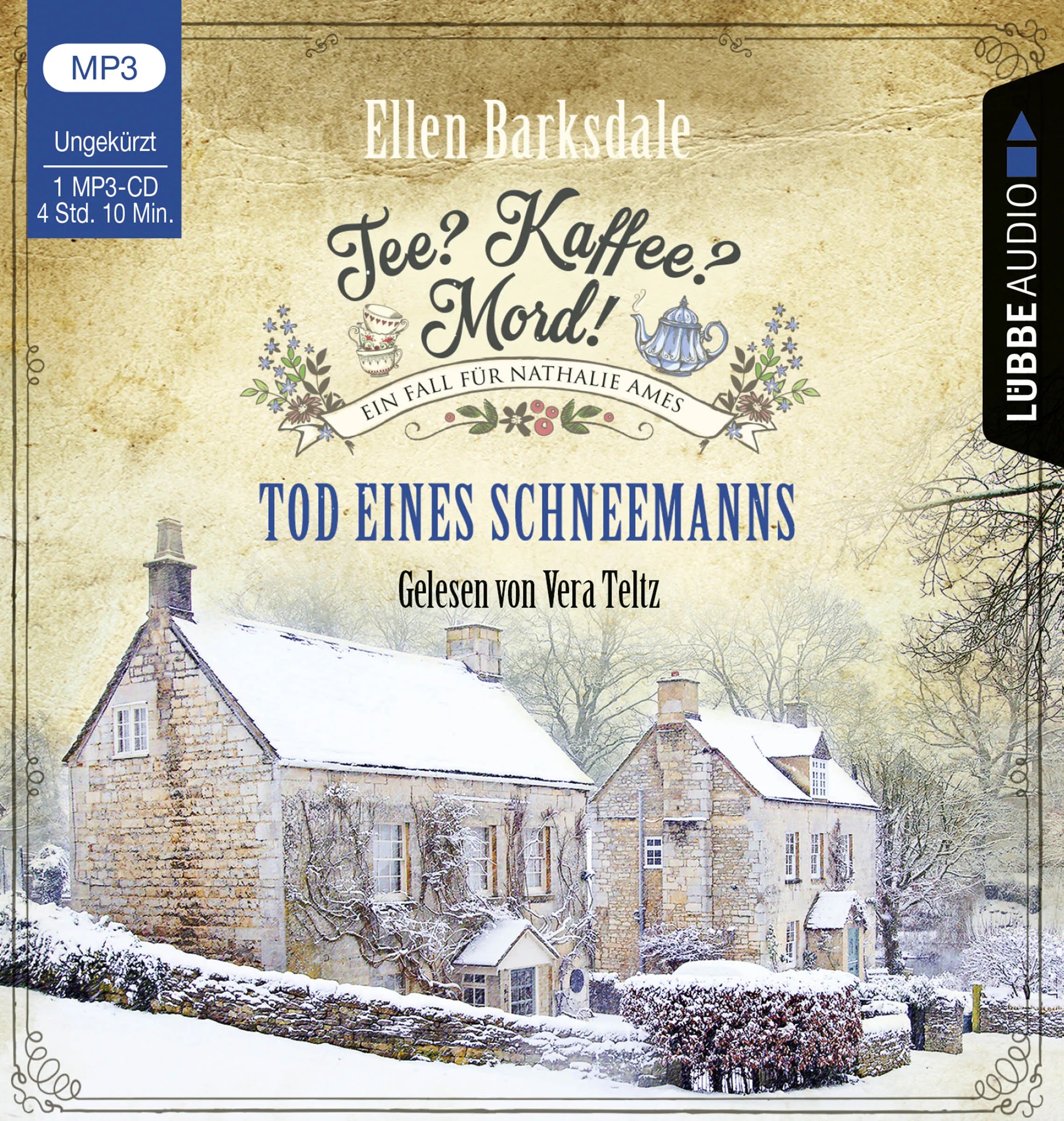Buchcover von 'Tee? Kaffee? Mord! - Tod eines Schneemanns' - Hörbuch (CD) von Ellen Barksdale