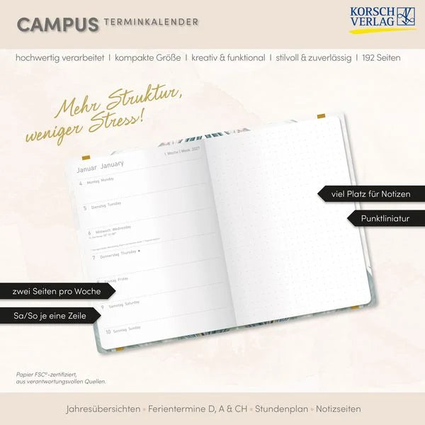 Terminkalender Campus Papagei 18 Monate 2027/2028 – Ansicht