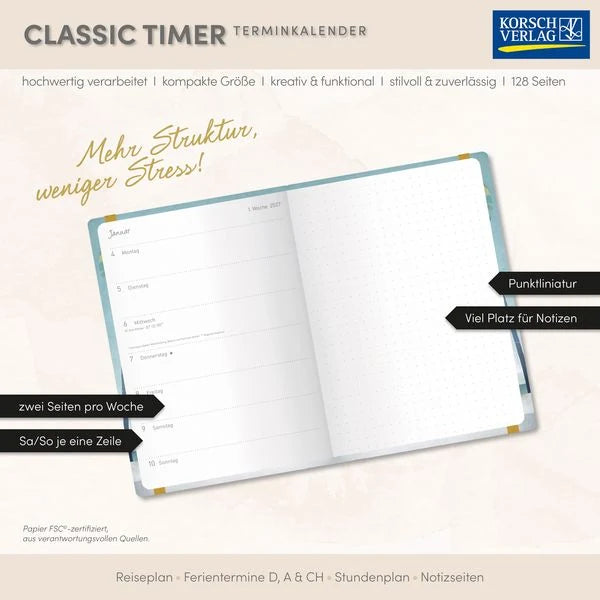 Terminkalender Classic Timer Beach 2027 – Ansicht
