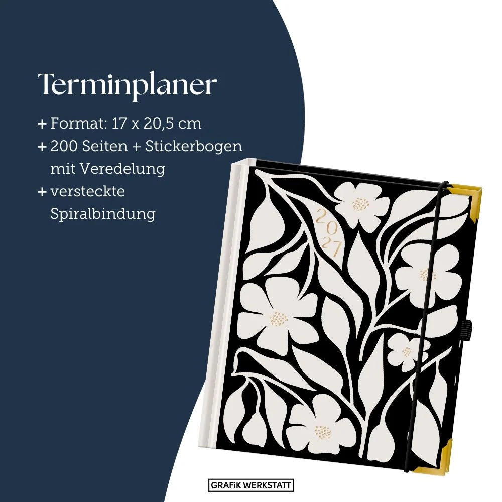 Terminplaner A5 Premium 2027 Blumen – Ansicht