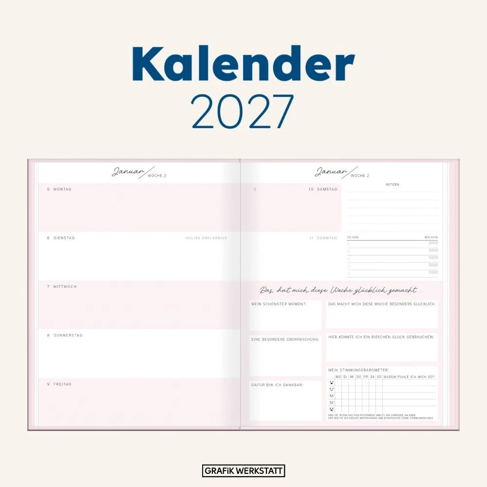 Terminplaner Lady Softcover 2027 Dankbarkeits-Planer – Ansicht