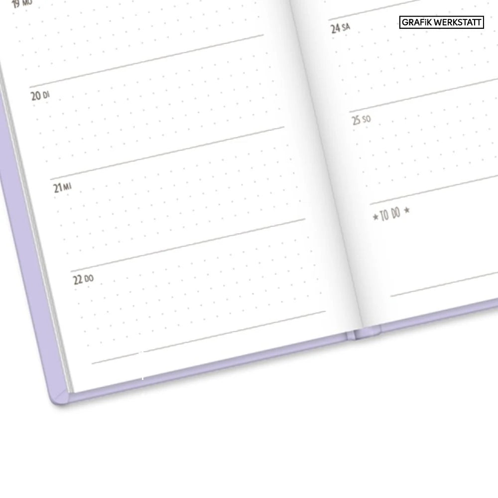 Terminplaner Lederlook 2027 Flieder – Ansicht