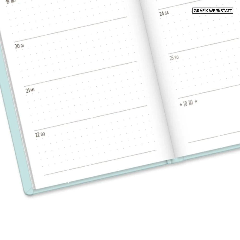 Terminplaner Lederlook 2027 Mint – Ansicht