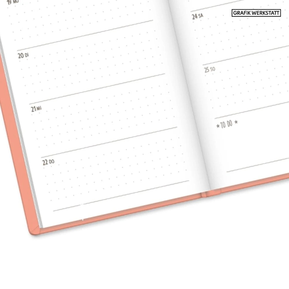 Terminplaner Lederlook 2027 Peach – Ansicht