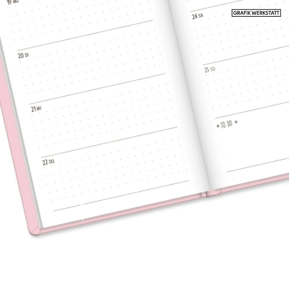 Terminplaner Lederlook 2027 Rosa – Ansicht