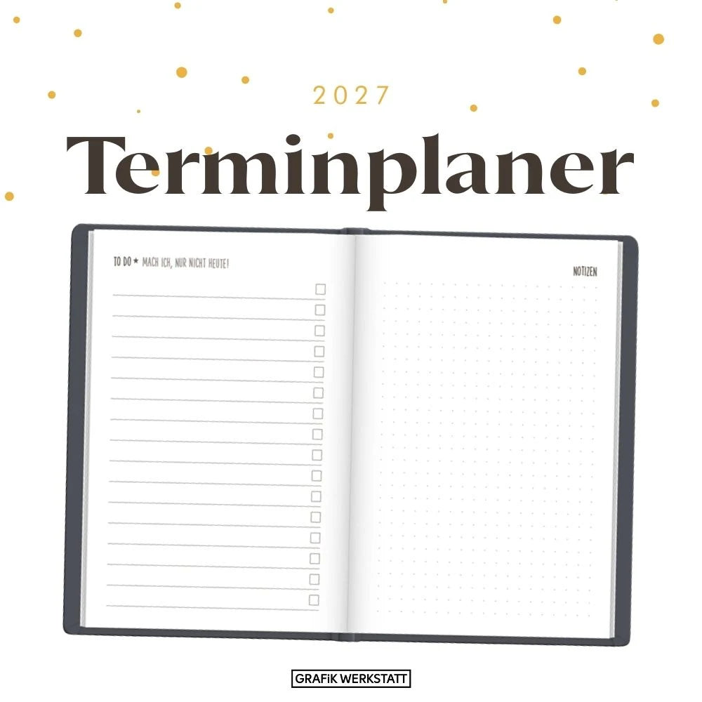 Terminplaner Lederlook 2027 Schwarz – Ansicht