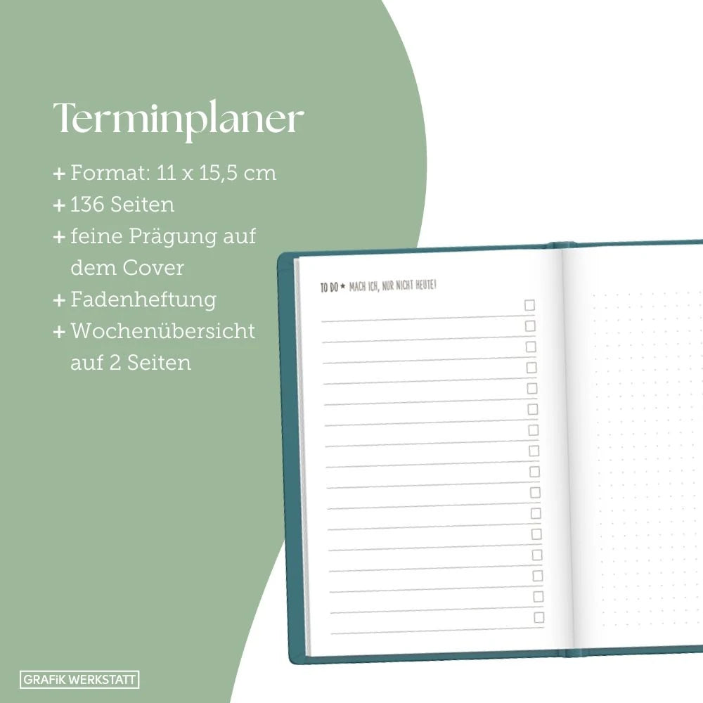 Terminplaner Lederlook 2027 Schwarz – Ansicht