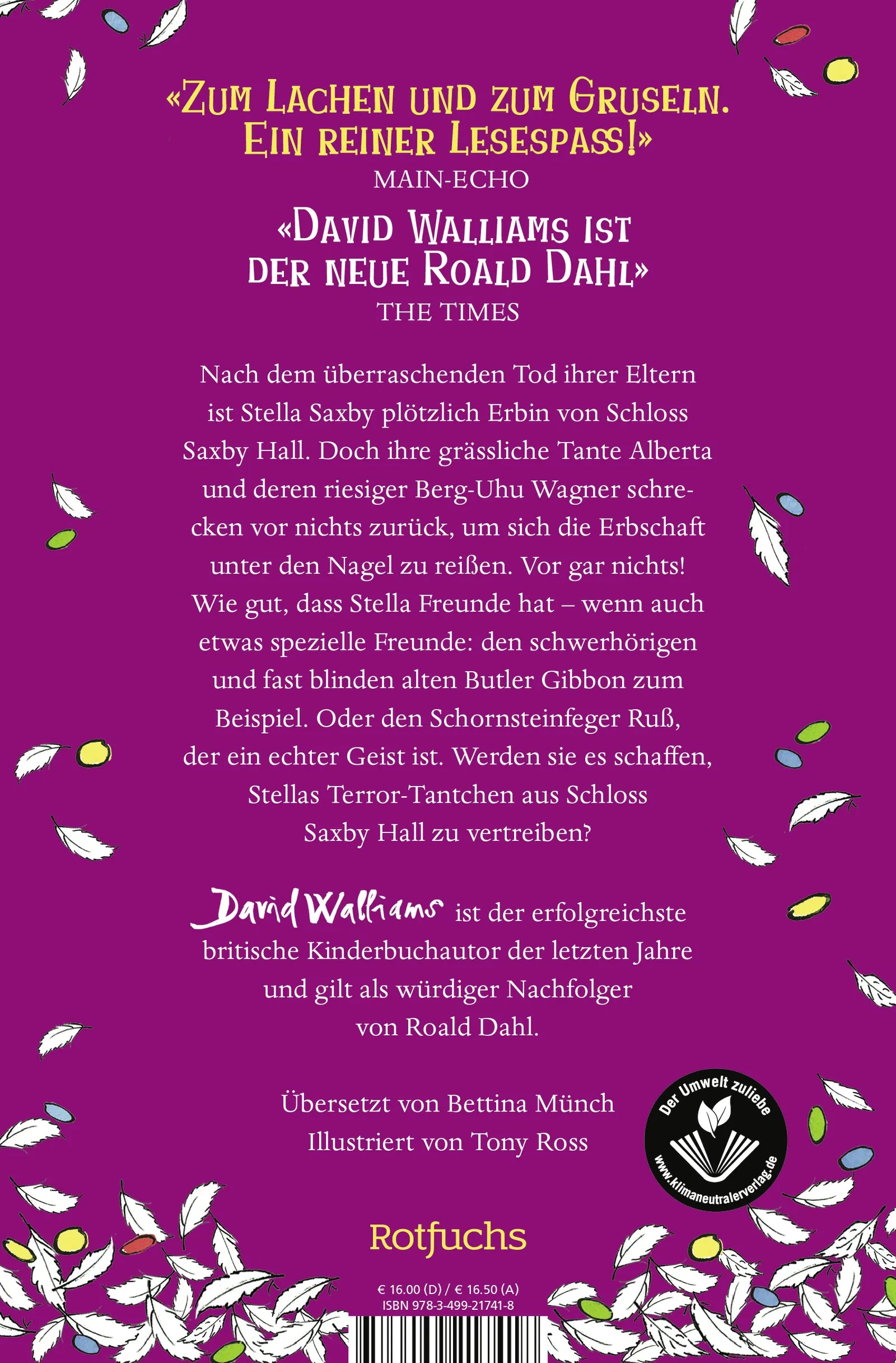 Buchrückseite von 'Terror-Tantchen' mit Klappentext - Gebundene Ausgabe