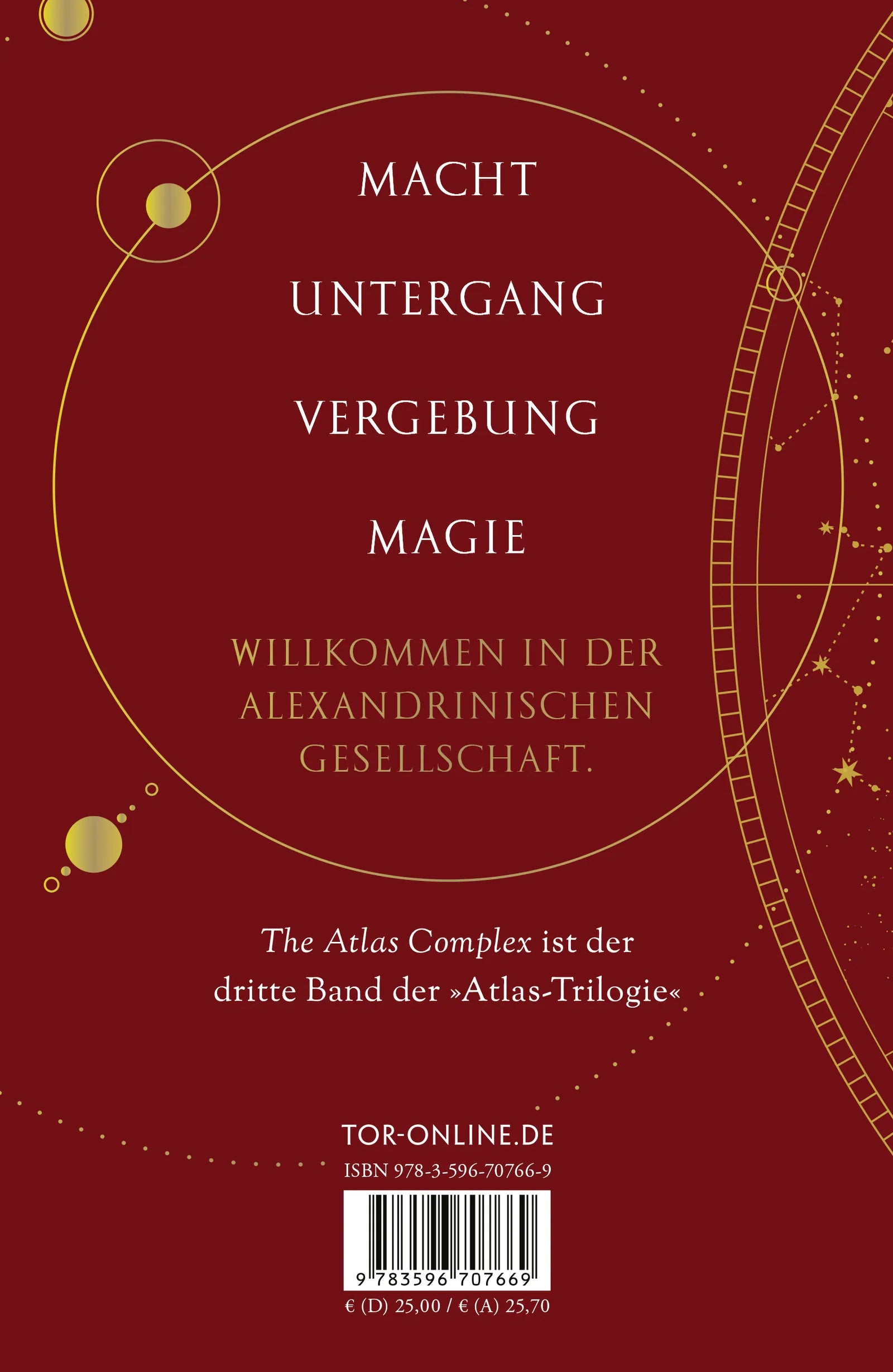 Buchrückseite von 'The Atlas Complex' mit Klappentext - Gebundene Ausgabe