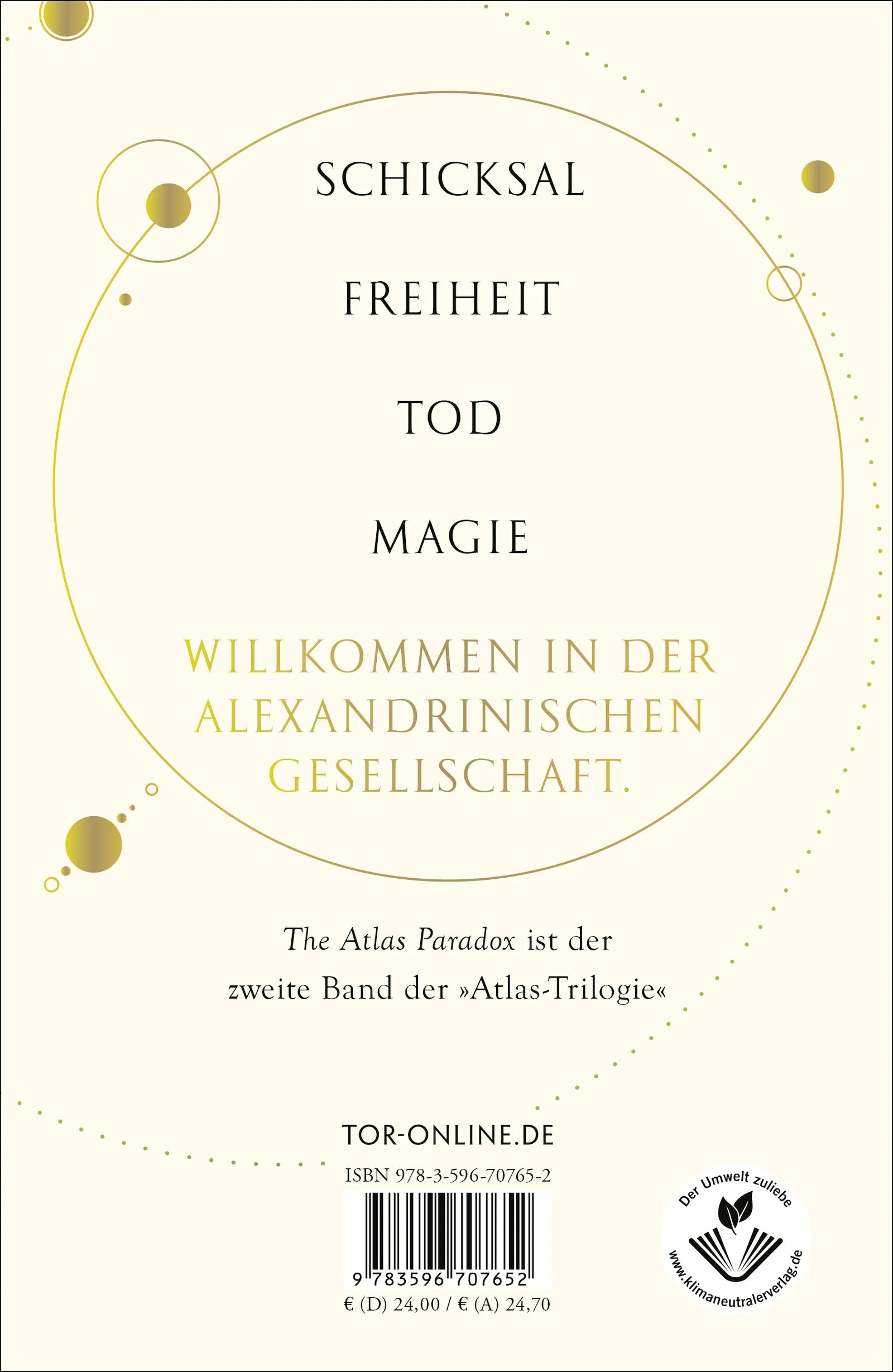 Buchrückseite von 'The Atlas Paradox' mit Klappentext - Gebundene Ausgabe