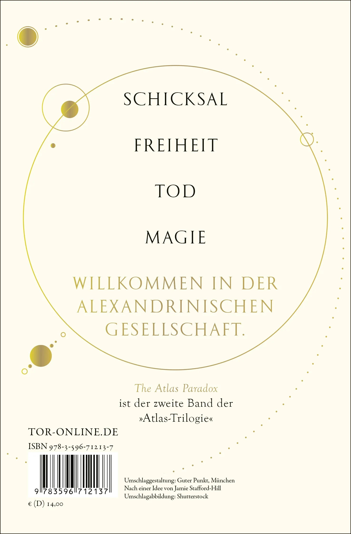 Buchrückseite von 'The Atlas Paradox' mit Klappentext - Taschenbuch