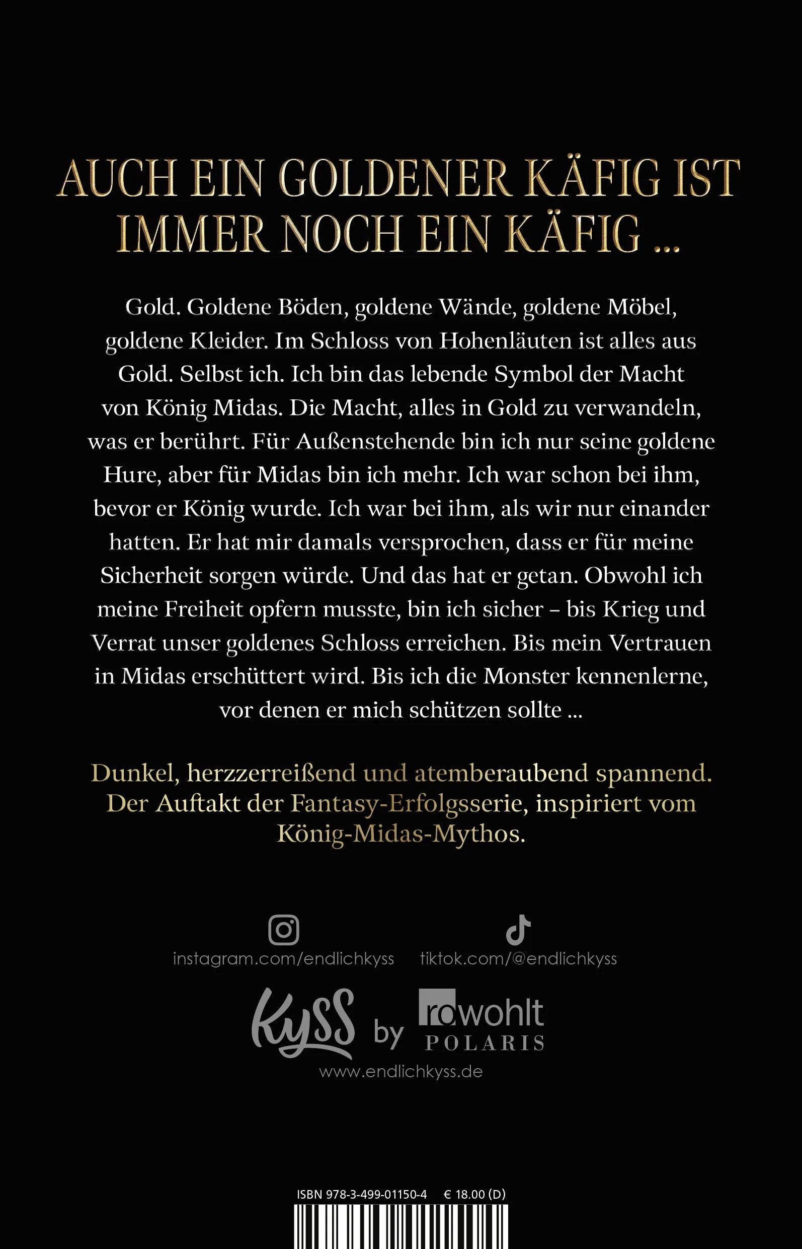 Buchrückseite von 'The Darkest Gold – Die Gefangene' mit Klappentext - Paperback