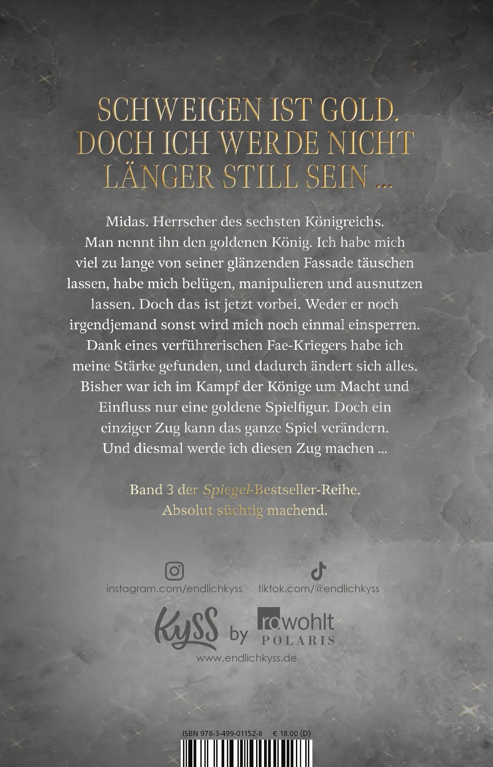 Buchrückseite von 'The Darkest Gold – Die Geliebte' mit Klappentext - Paperback