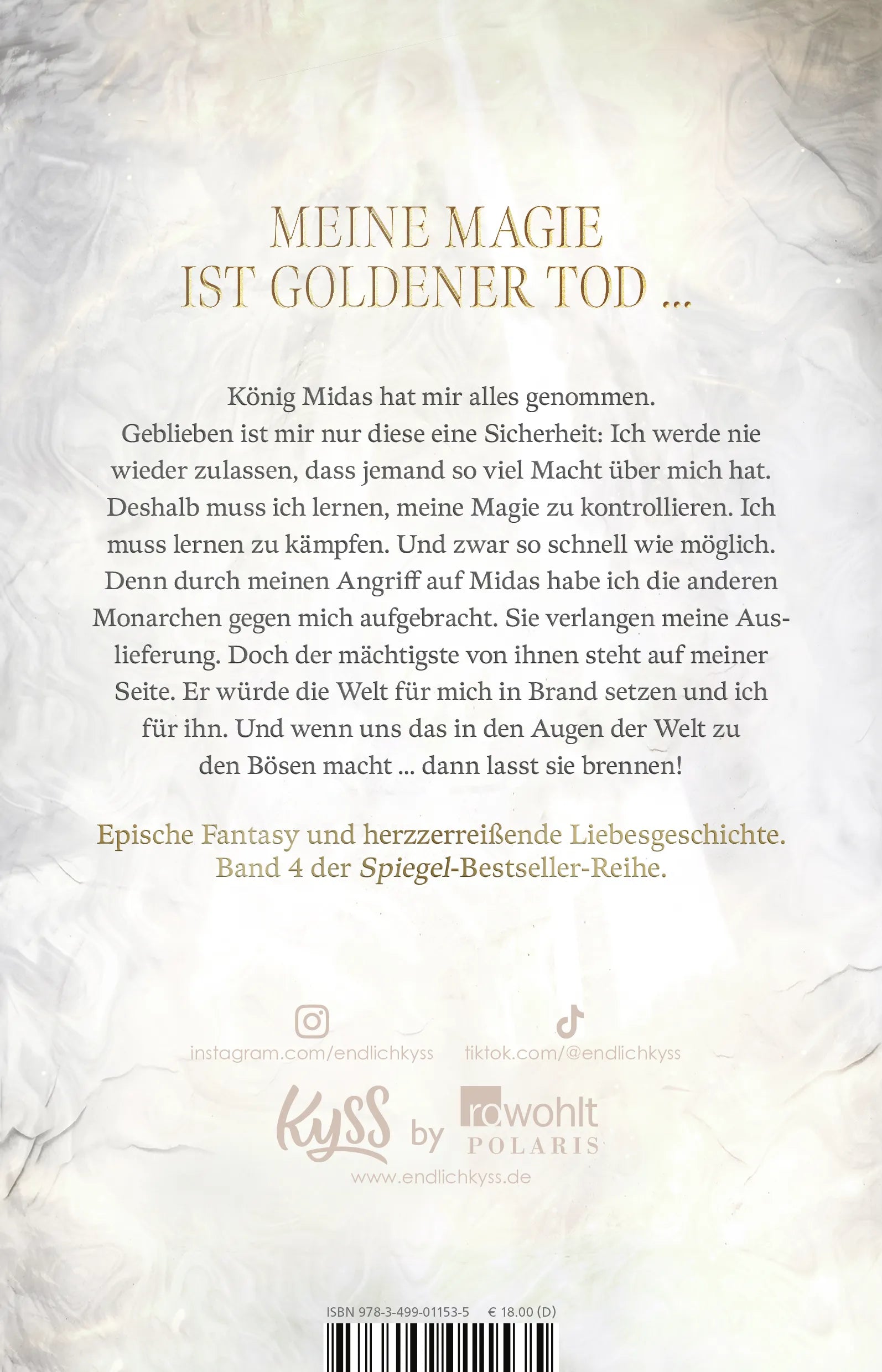 Buchrückseite von 'The Darkest Gold – Die Kämpferin' mit Klappentext - Paperback
