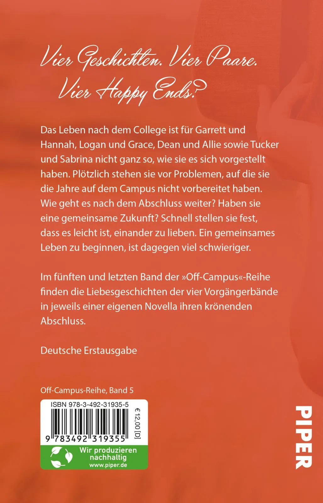 Buchrückseite von 'The Legacy – Endlich erwachsen' mit Klappentext - Taschenbuch