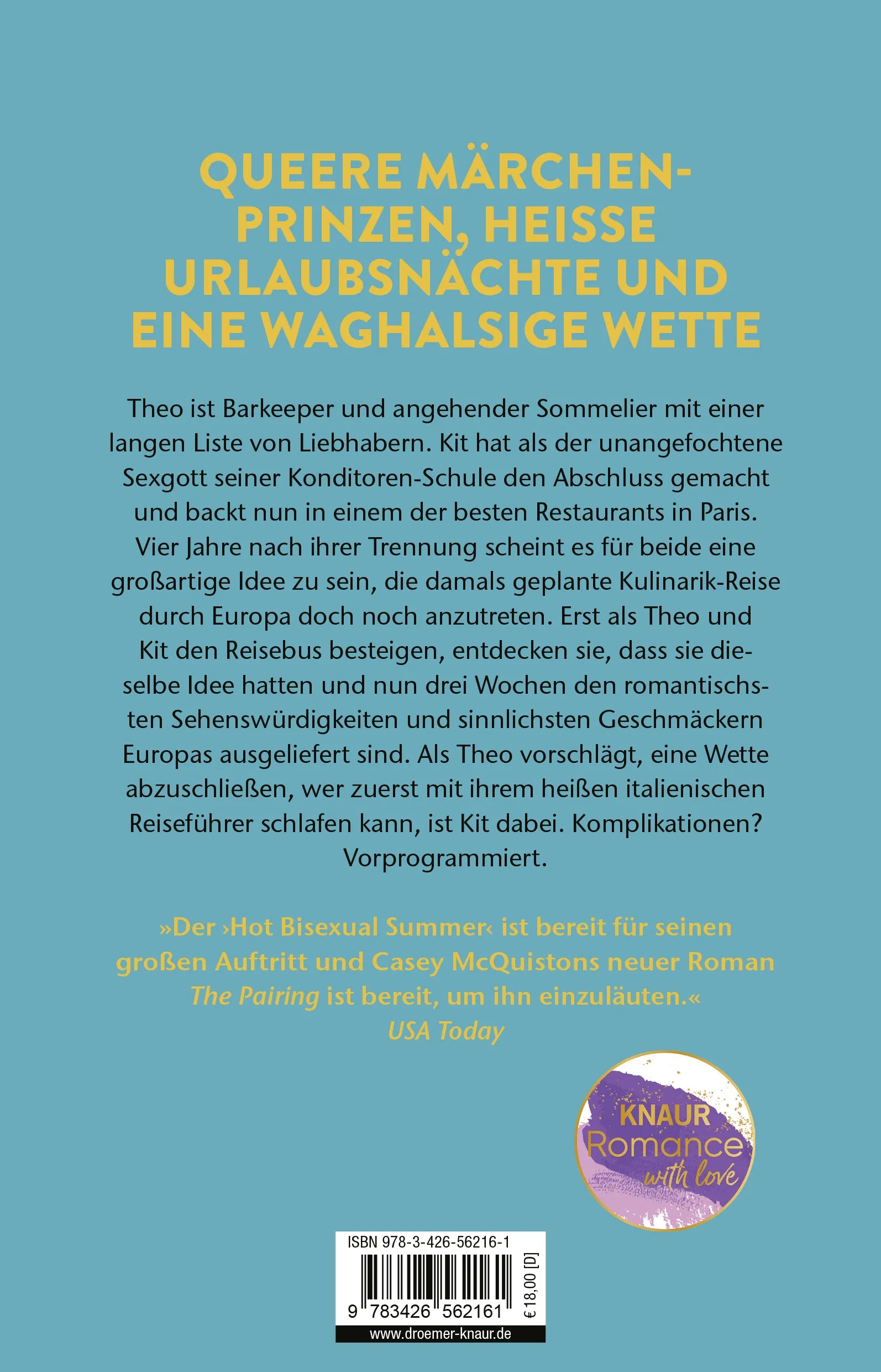 Buchrückseite von 'The Pairing' mit Klappentext - Paperback