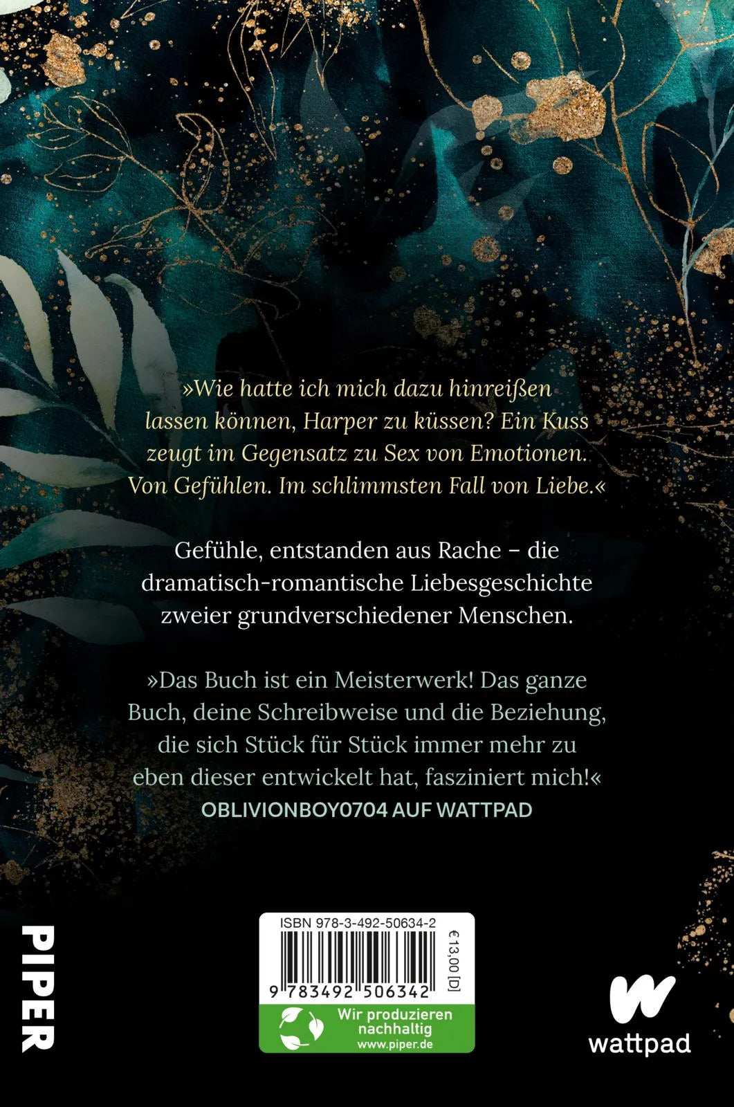 Buchrückseite von 'The Shadows on your Soul' mit Klappentext - Paperback