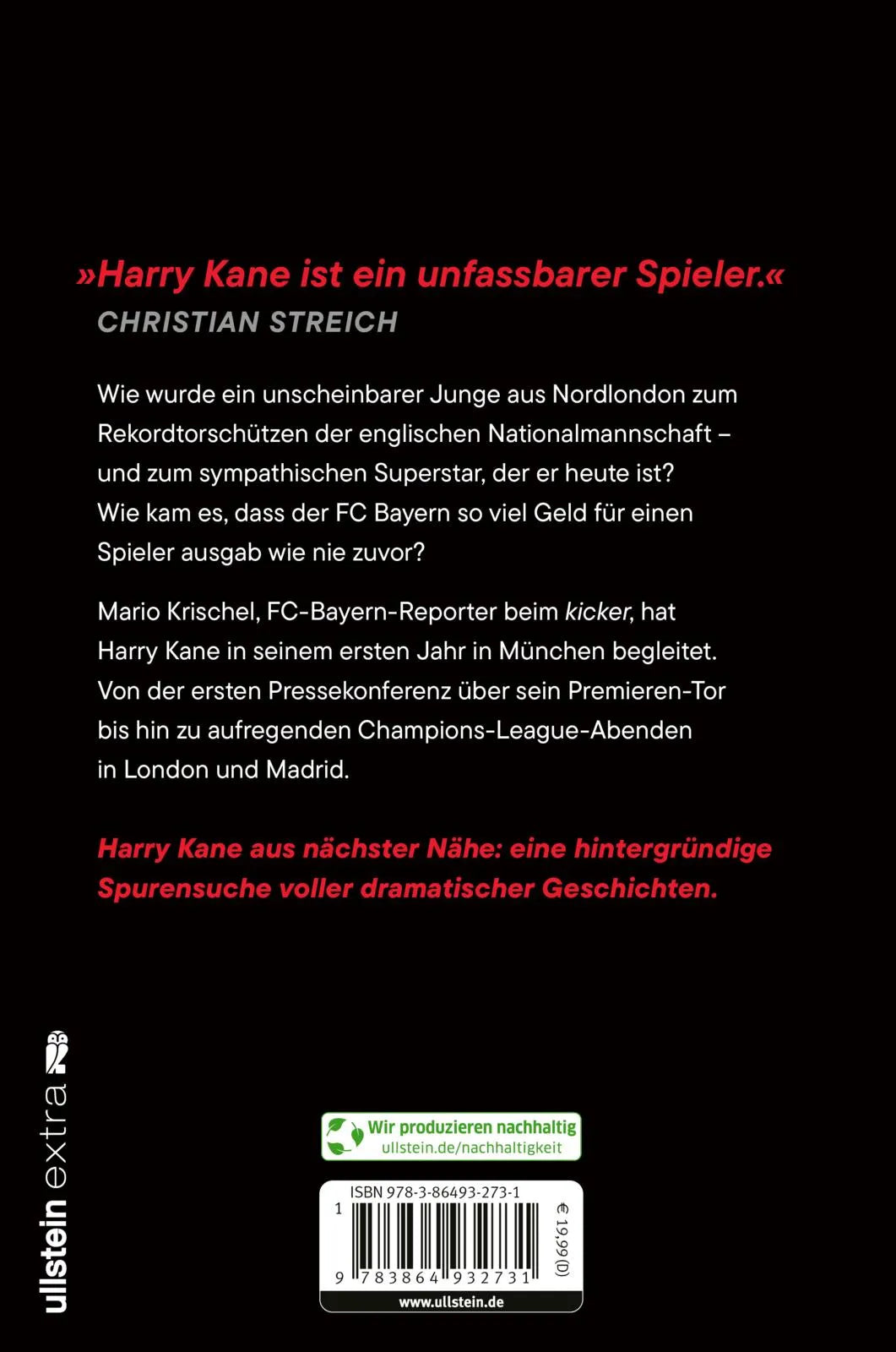 Buchrückseite von 'The Torjäger' mit Klappentext - Paperback